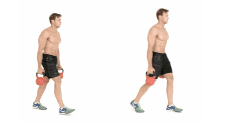 Exercise farmer's walk with kettlebells for a slim figure